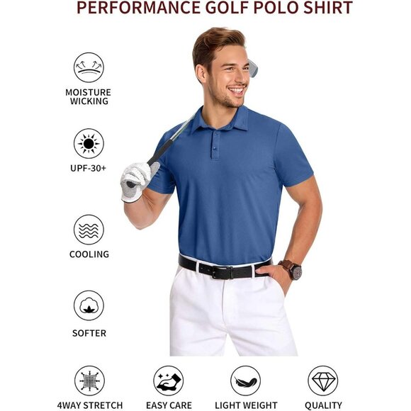 Men's Short Sleeve Polo Shirt – Moisture Wicking, UPF 30+ Size‎ XL - Picture 5 of 6